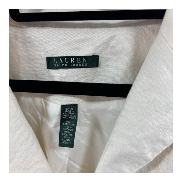 Lauren Ralph Lauren Off White Linen Blazer Jacket Womens Sz 20W Single Breasted - Picture 3 of 11